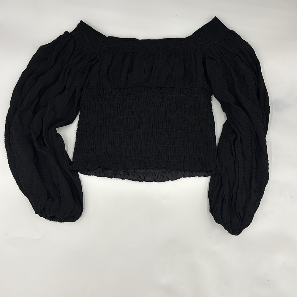AllSaints Tia Texture Puff Sleeve Top - Picture 5 of 7